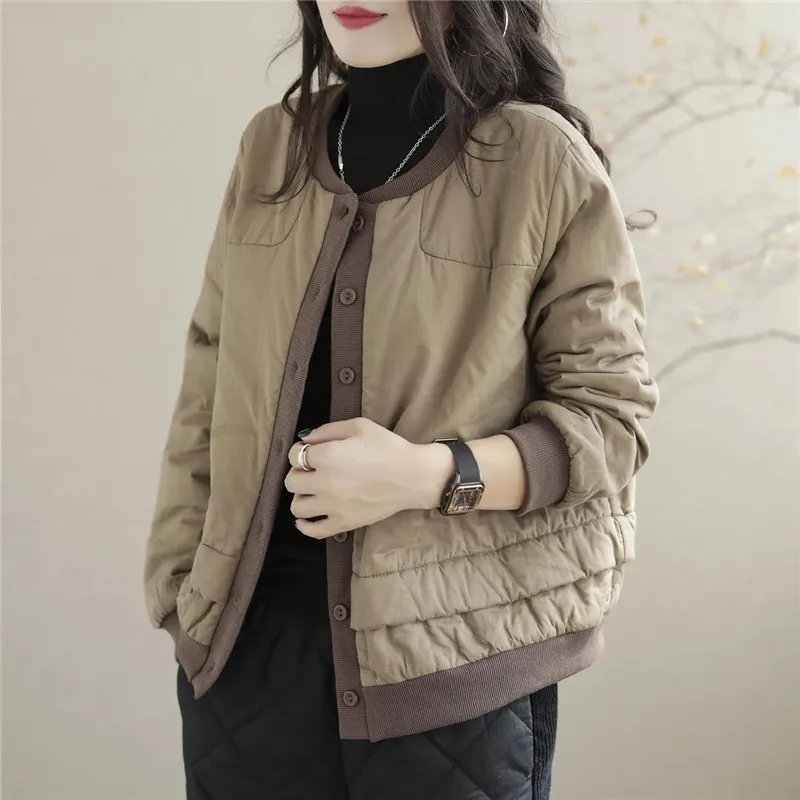 Fashion Autumn Winter Cotton Padded Clothes Women's Cotton Coat Korean Style Loose Casual Jacket Black Green Khaki Female