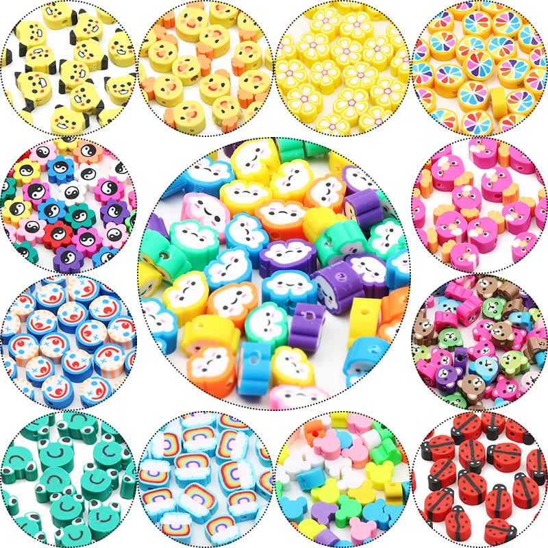 Animals/Flower/Heart Many Style Clay Spacer Beads Cartoon Polymer Charm For DIY Child Necklace Bracelet Jewelry Making Crafts