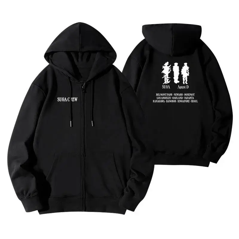 Anti-pop Suga Shiina Special Album Agustd D-day Concert Hooded Sweatshirt Zip-up Jacket Casual Scene Hoodies  LooseSweatshirts