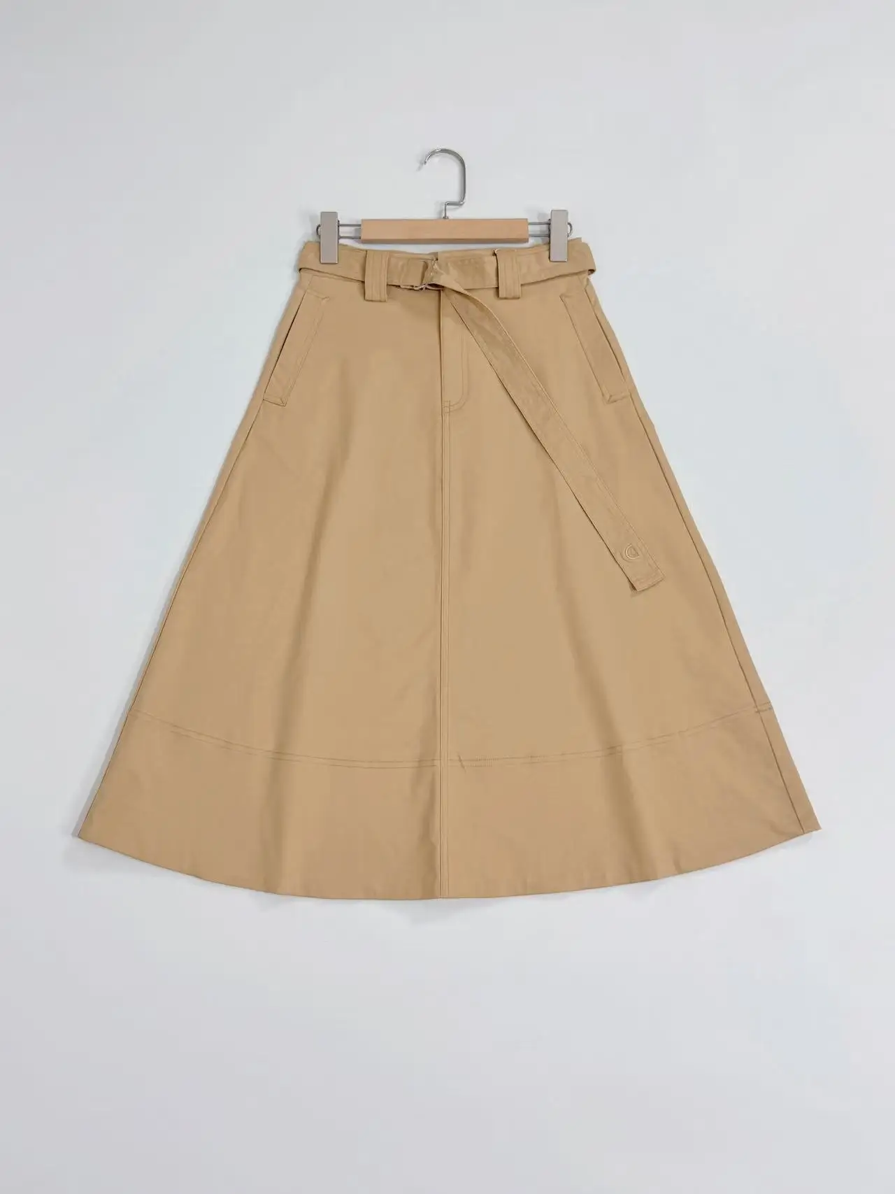 

Юбка-миди трапециевидной формы с высокой талией, хлопковые шелковые брюки-колокольчики, женские летние длинные юбки, повседневные однотонные юбки