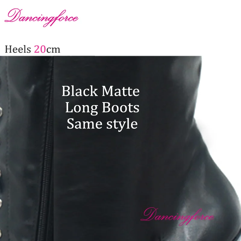 Metal Silver 20cm Block Heels Platform Thigh High Boots Ladies Glossy Nightclub Fetish Over Knee Long Shoes Plus Size