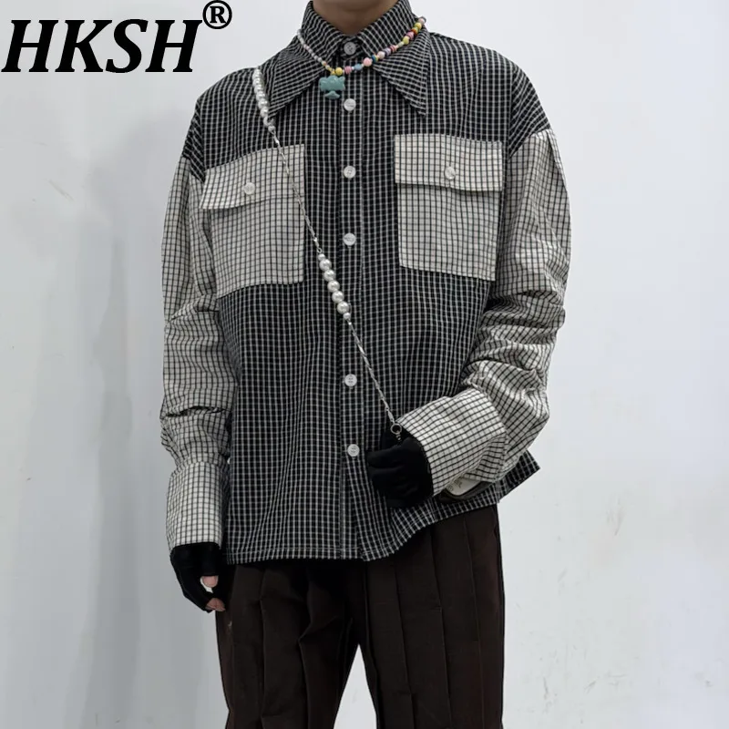 

HKSH Autumn New Man Tide Plaids Niche Design 2025 Spring New Loose Casual Shirt Women Chic Ins Trendy High Street Shirts HK13196