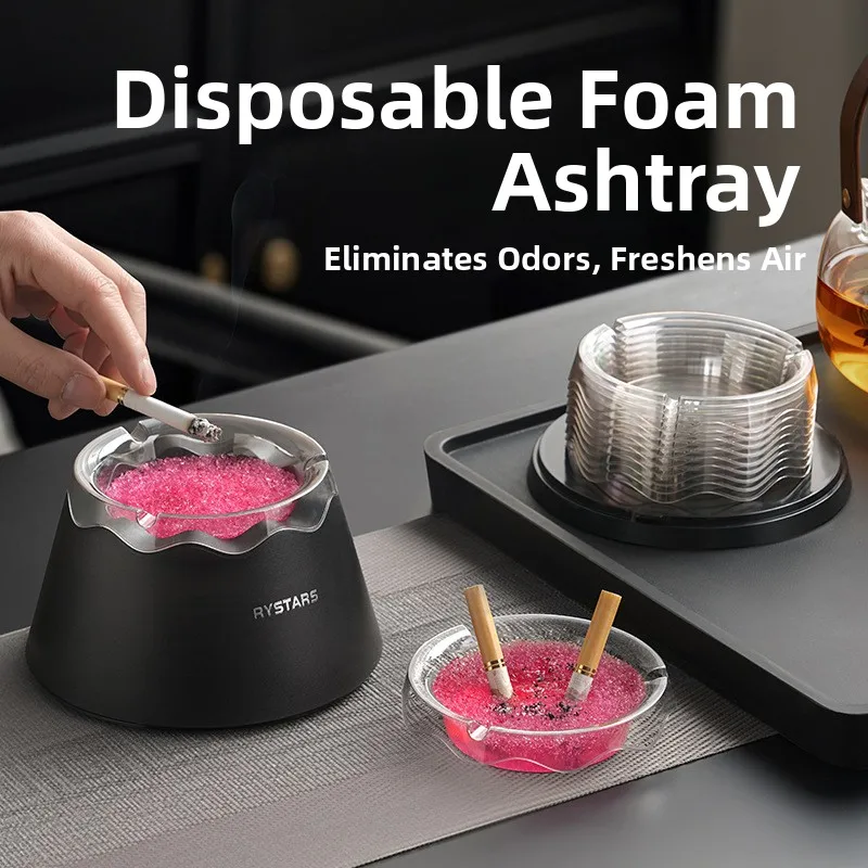 

Disposable No-Wash Ashtray Set Office Decorations Smoke-Proof Ashtray with Smoke-Killing Sand Anti-Dust Plastic Ashtray
