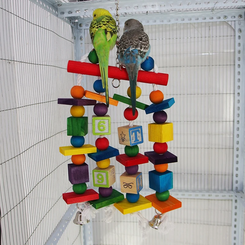 Extra Large Natural Wooden Block Toy for Parrots Bird Toys Macaw African Grey Amazon Parrot Parakeet Interactive Playtime