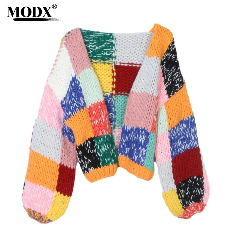 [MODX] Sweater 24 Autumn/winter New Item Color Rainbow Heavy Handmade Versatile Fashion  Long Sleeved Sweater Women