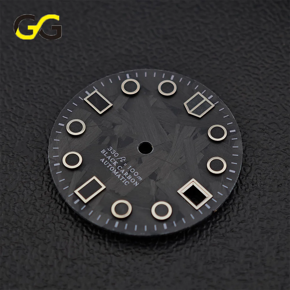 28.5mm Carbon Fiber Watch Dial Single Calendar C3 Green Luminous Black Dial Fit NH35 NH36 8215 2824 Movement Watch Accessories image 2