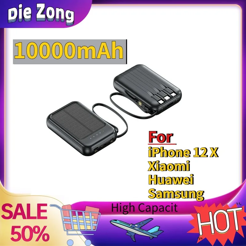 

In Stock For iPhone 12 X Xiaomi Huawei Samsung China CCC Certification Power Bank With 4 Cable Large Capacity Portable