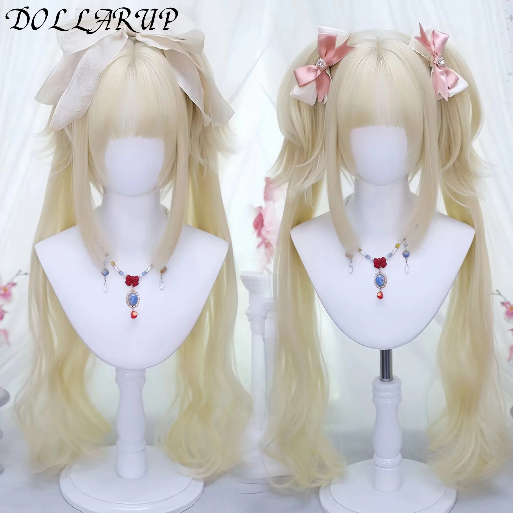 

JKL Synthetic Princess Cut Double ponytail Lolita Wig with Bangs Wig Girl Cute Ombre Blonde Black Cosplay Halloween Harajuku