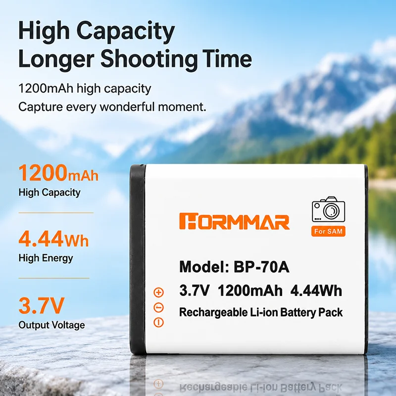 1200mAh BP-70A BP70A Battery for Samsung NX1 NX30 NX300 NX500 NX1000 Camera - High Capacity Li-ion Replacement