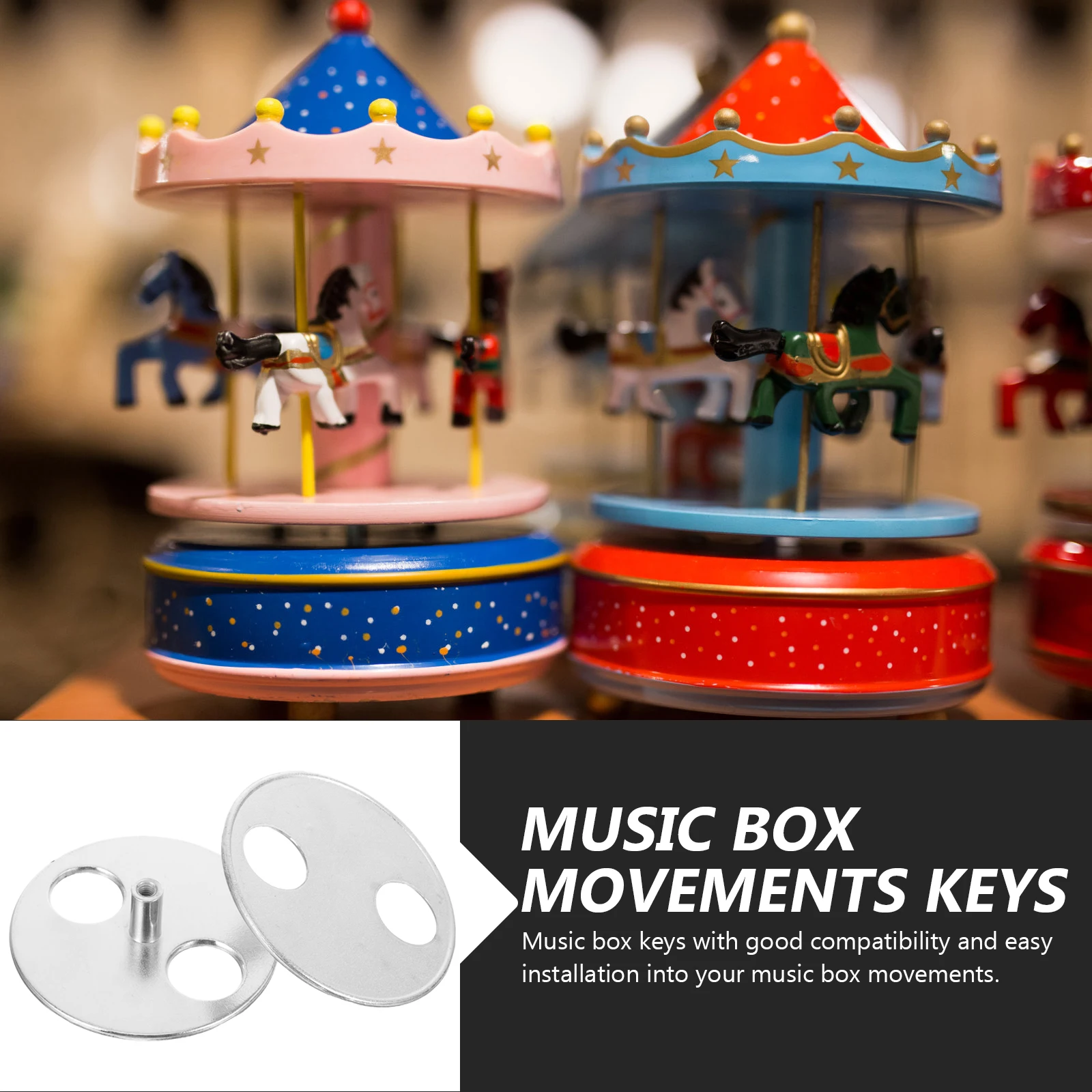 

2pcs Keys Replacement Sturdy Metal Handle For Diy Music Box Winder Parts Smooth Grip Hard Music Box Accessories Wind Up