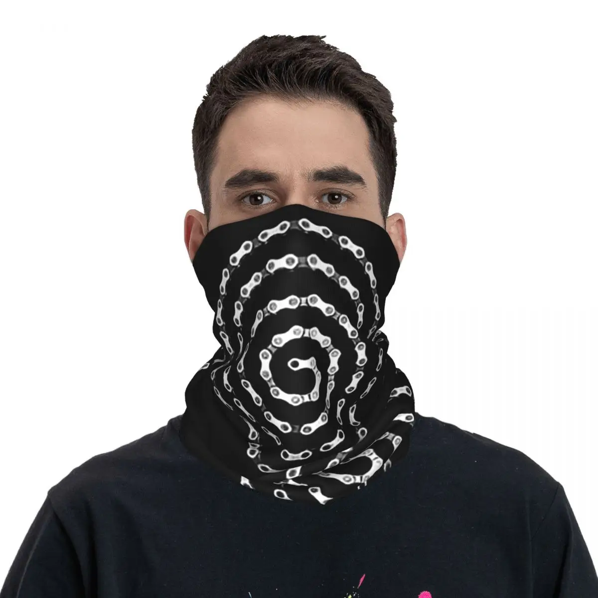 Bike Chain Spiral Bandana Neck Cover Printed Wrap Mask Scarf Warm Headwear Outdoor Sports For Men Women Adult All Season