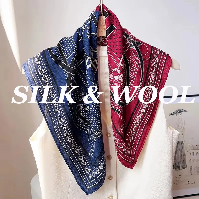 

Fashion 70% wool 30% Silk Scarf for Women Shawls Wraps Foulard Scarves Square Pashmina Female Hijab Bandana Kerchief elegant