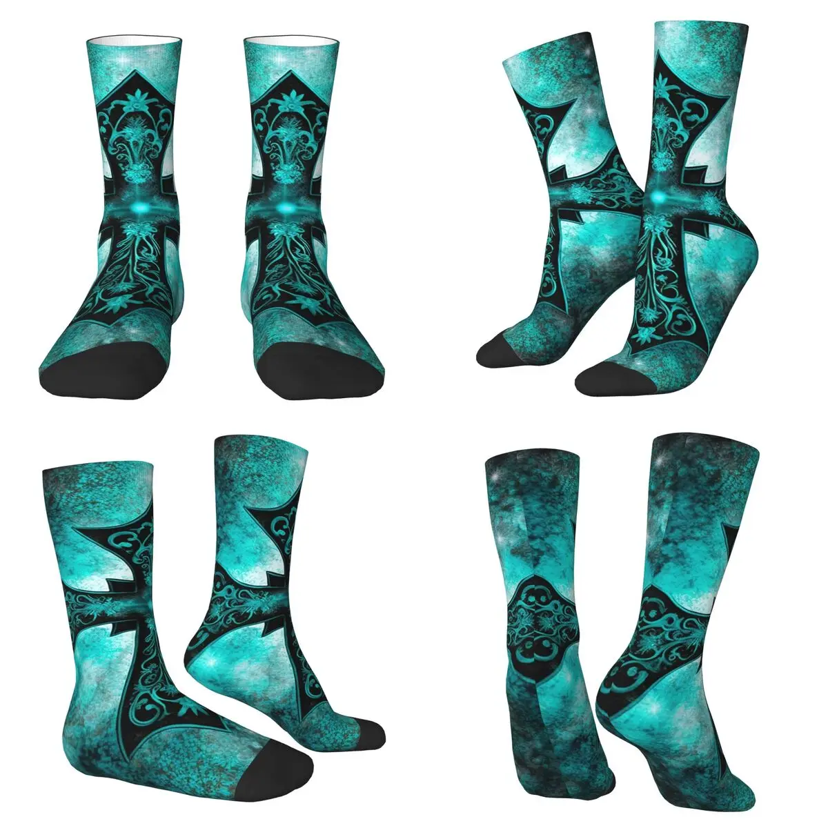 

Черные носки с готическим узором в стиле Харадзюку, супермягкие, на все сезоны, унисекс, подарки на День святого Валентина