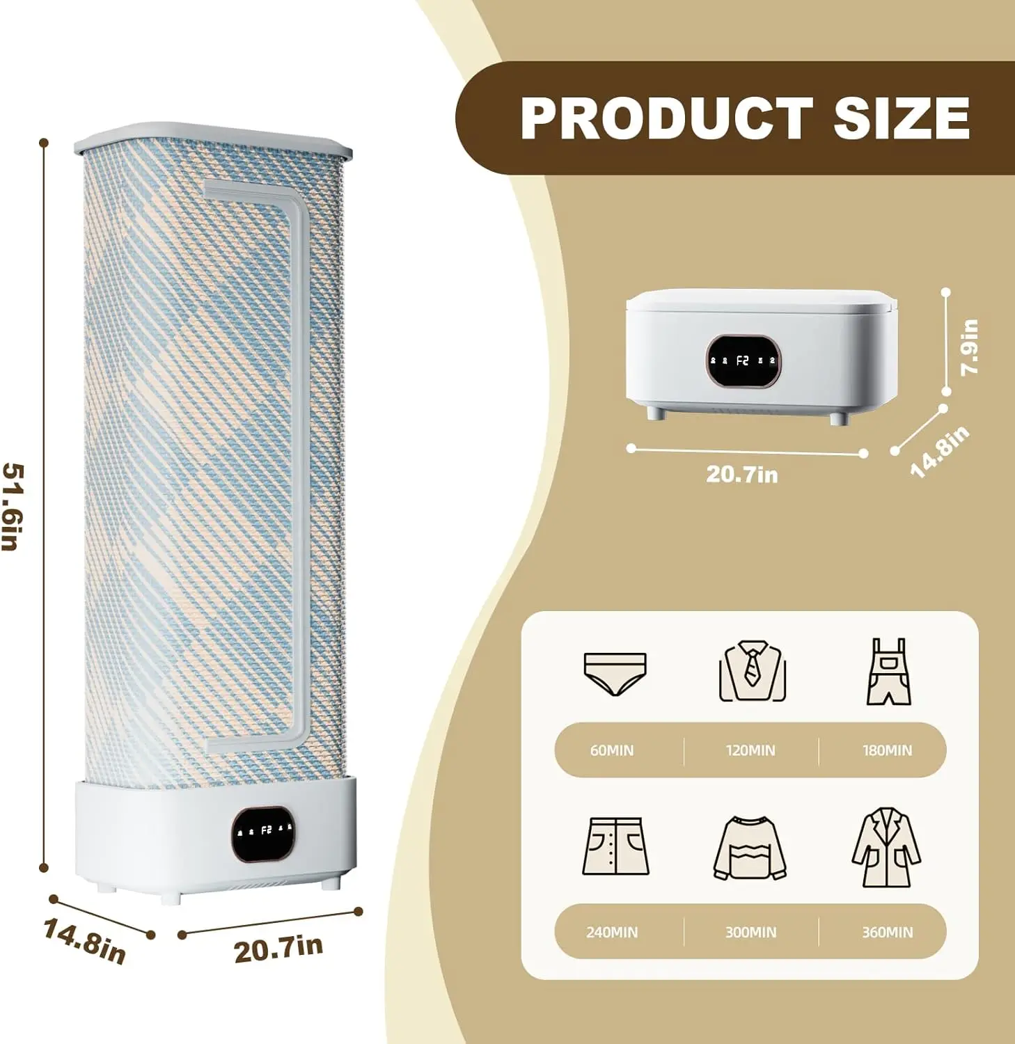 Portable Clothes Dryer, 1000W Foldable Automatic Drying Machine with Remote Control, Compact Laundry Dryer for Home, Apartment &