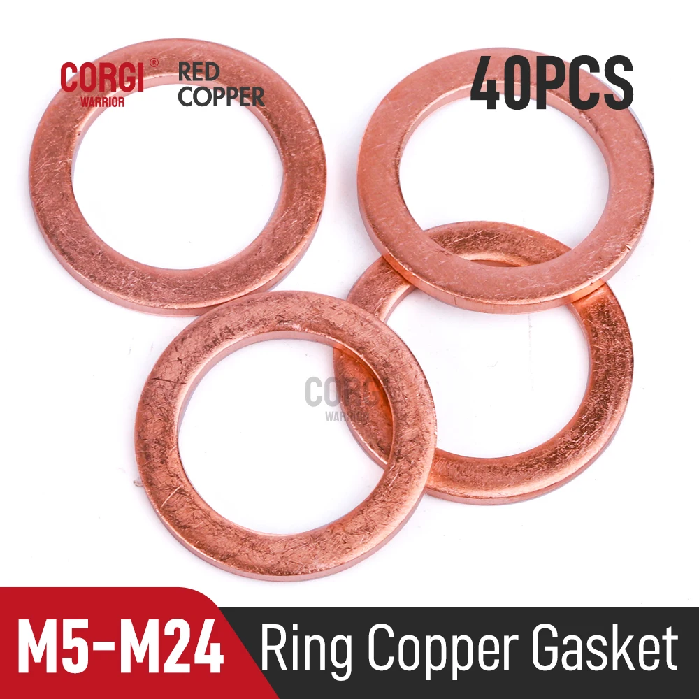 M5 M6 M8 M10 M12 M14 M16 M18 M20 M22 M24 24 Sizes Brass Flat Lock Washers Metric Ring Copper Crush Sealing Metal Washer Gasket