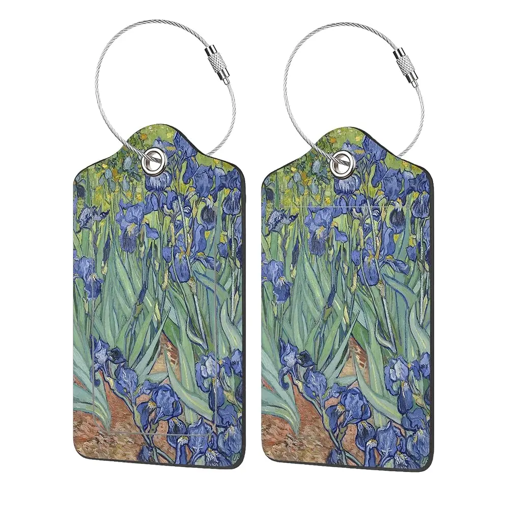 

Бирки для багажа, 2 шт., с изображением ирисов Винсента Ван Гога, с защитной защелкой, именной этикеткой и металлическим кольцом для женщин
