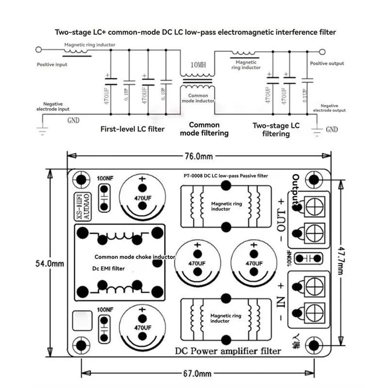 JABS-EMC Hi-Fi высокочастотный фильтр импульсный источник питания DC LC EMI плата фильтрации недорогая пульсационная фильтрация
