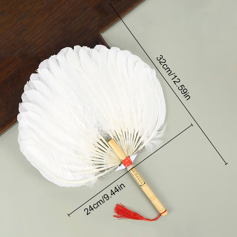Vintage Feather Fan Handmade Craft Hand Fan Chinese Style Fan Drama Stage Performance Party Supplies Photography Props
