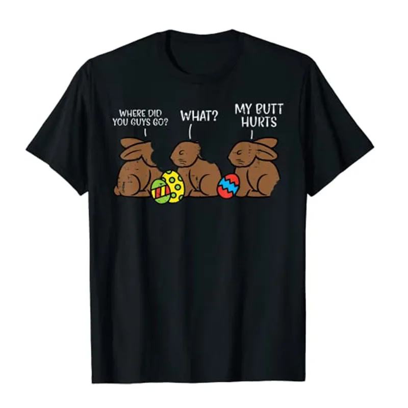 Where Did You Guys Go Chocolate Bunny Rabbit Funny Easter Kids T-Shirt Aesthetic Clothes Gifts Graphic Tee Y2k Tops Short Sleeve