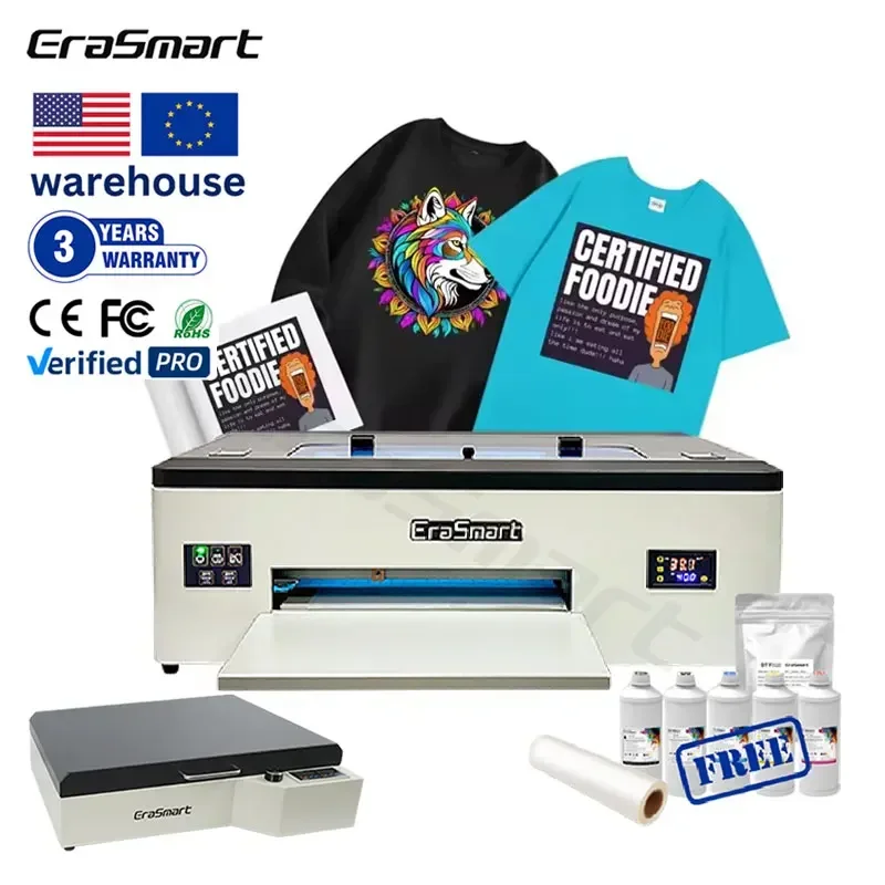 Erasmart A3 Dtf Printer Printing Machine Digital T-shirt Printing Machine Printer for Clothes 30cm Dual I3200 Head DTF Printer