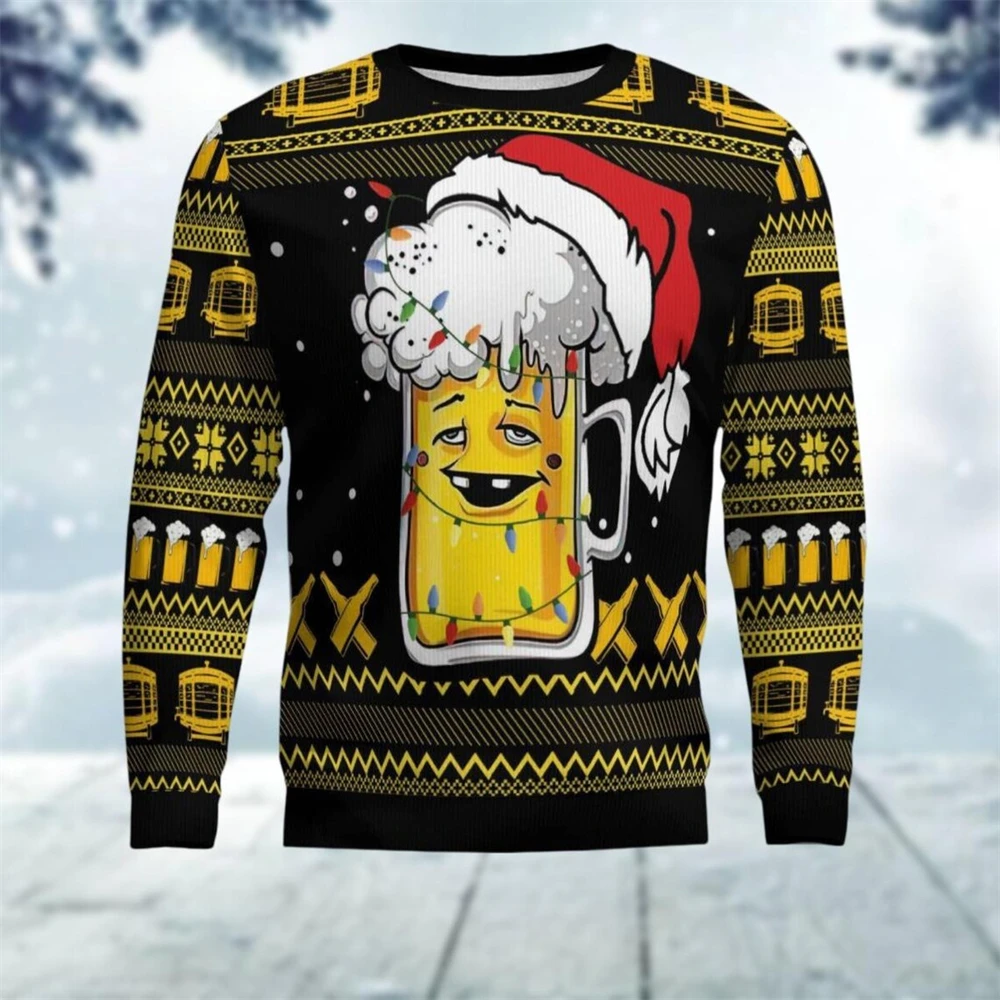 

Fashion Beer Ugly Christmas Sweater For Women Clothes Hip Hop Party Men Sweatshirts Casual Letter Print Pullover Beers Tracksuit