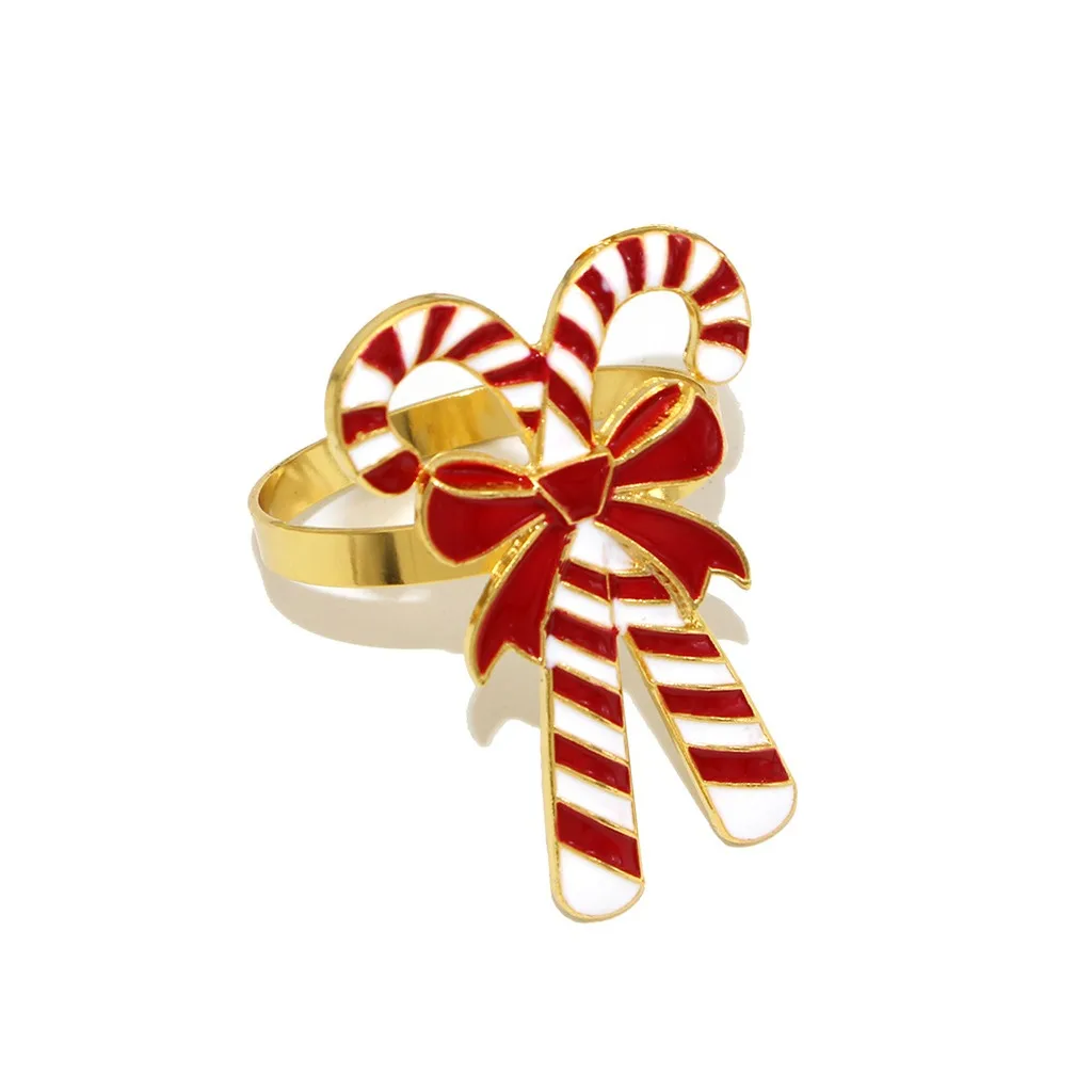 Candy Cane Napkin Ring Festive Holiday Table Decoration Christmas Themed Napkin Ring Three Dimensional For Christmas Family