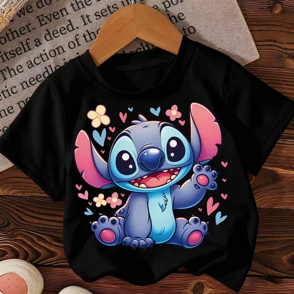 ديزني غرزة 100٪ قطن تي شيرت لطيف زوجين ملابس الوالدين والطفل الصيف موضة عادية مريحة للأطفال تي شيرت