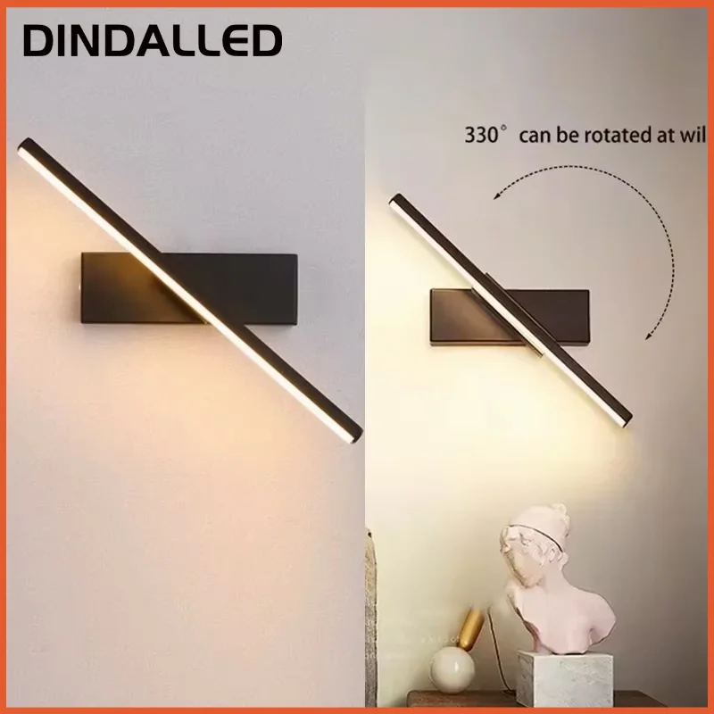 Modern Retractable LED Bathroom Mirror Light Makeup Vanity Wall Sconce in Black and White for Indoor Lighting