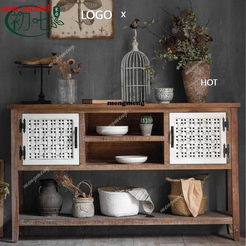 

H132 Antique solid wood chest B & B creative old locker personalized side cabinet porch storage table
