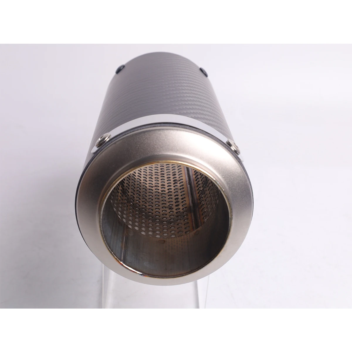 1 piece of carbon fiber small round mouth universal motorcycle exhaust pipe with strip, diameter 60MM, suitable for installation view 3