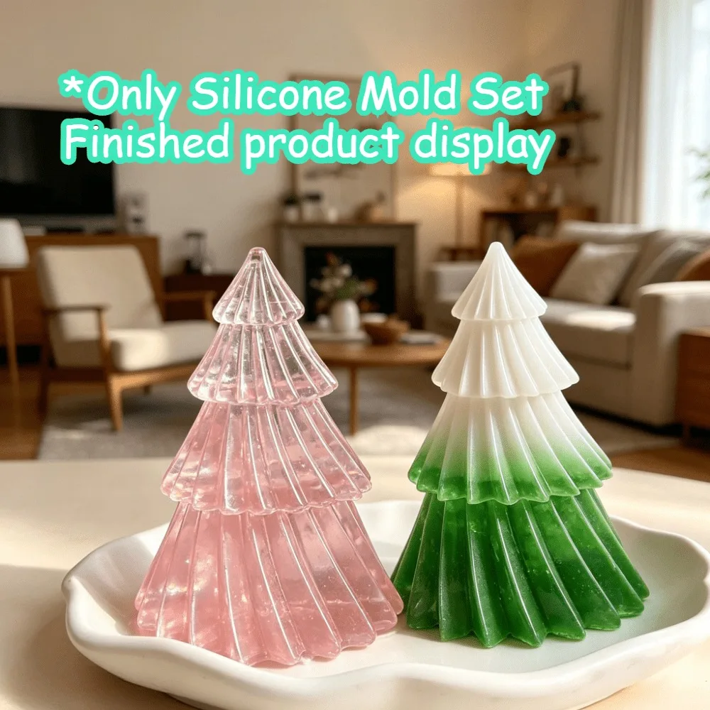 3D Pine Tree Shape Silicone Mould Set, DIY Craft Mold for Resin, Plaster, Candle Projects, Create Beautiful Tabletop Home Decorations, Great Handmade Gifts for Halloween, Christmas, Thanksgiving, Fun DIY Toy for Children Hand‑made Activities