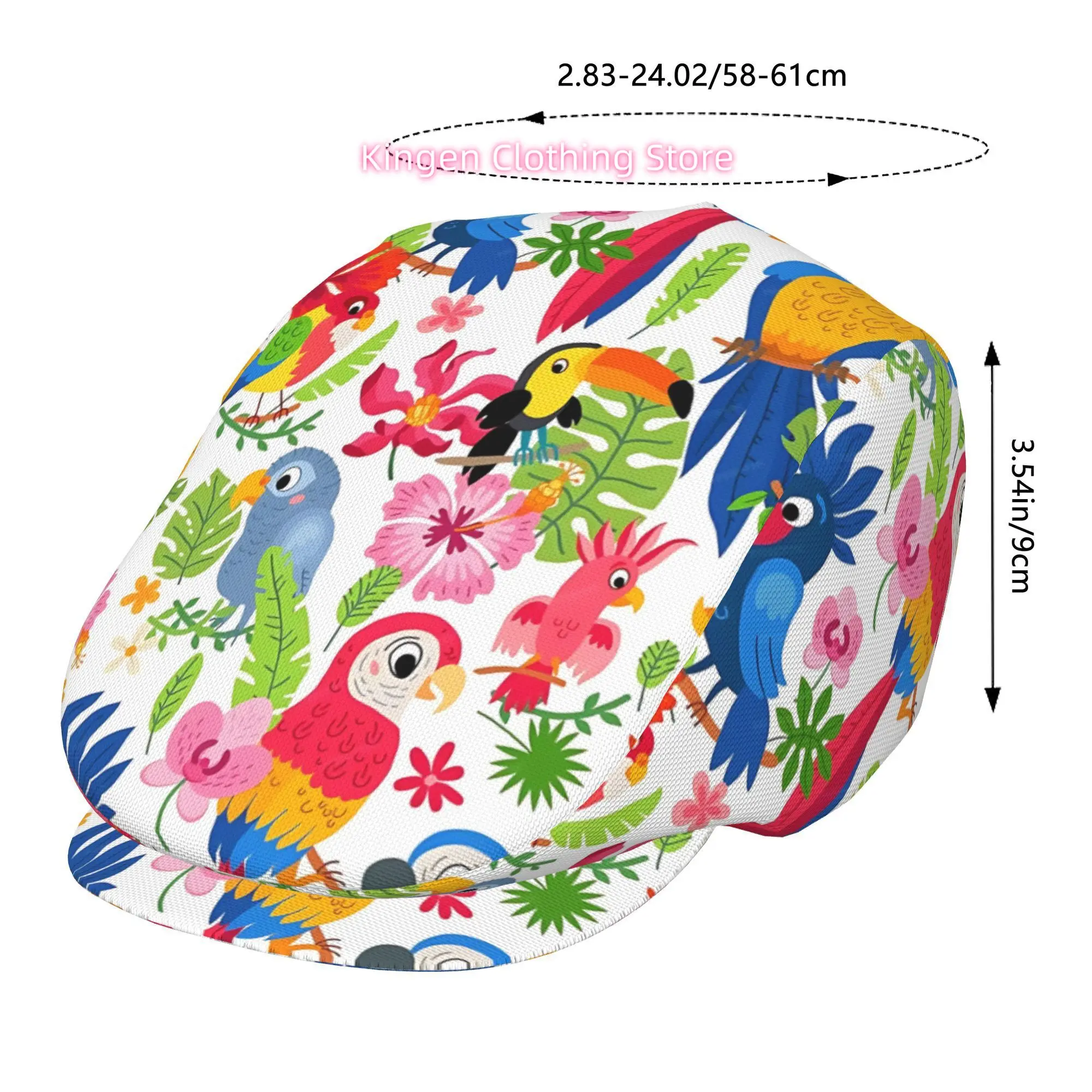 1pc of Tropical Parrot Banquet Beret, Featuring an All-Over Print, This Retro Newsboy Cap Is Unisex And Essential for Both Outdo