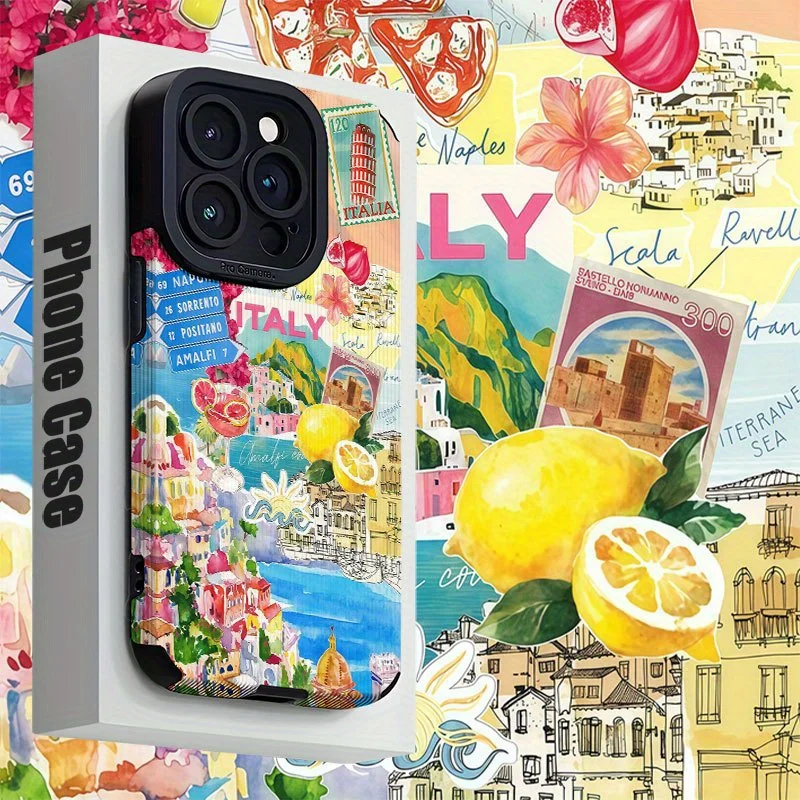 For Samsung S25 Amalfi Lemon Collage Art, Shockproof, Protective Design Compatible For Galaxy S25/S24/S23 and A Series Models