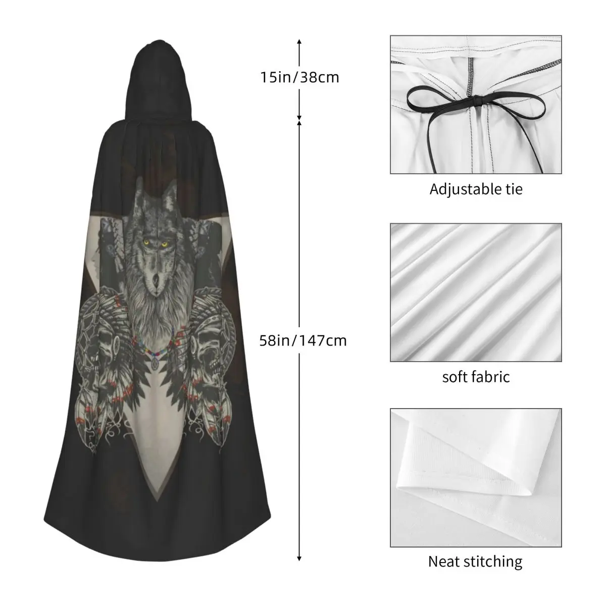 Jubah Tanjung Panjang Mantel Jubah Berkerudung India Hoodie Elf Purim