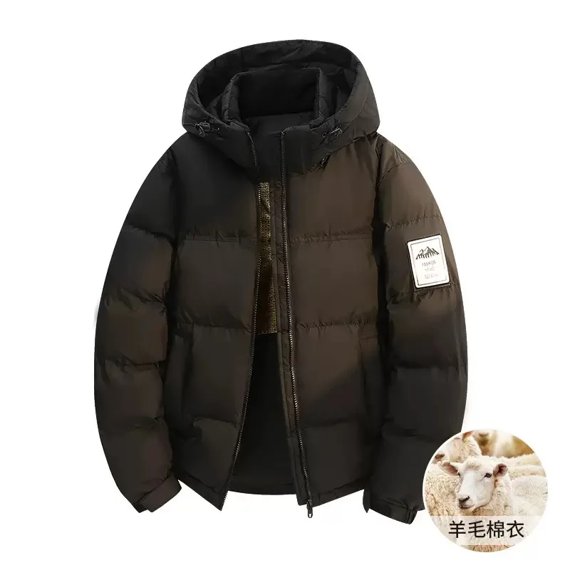 New autumn and winter fashion trend thickened warm windproof hooded cotton jacket men's casual loose sports high-quality top