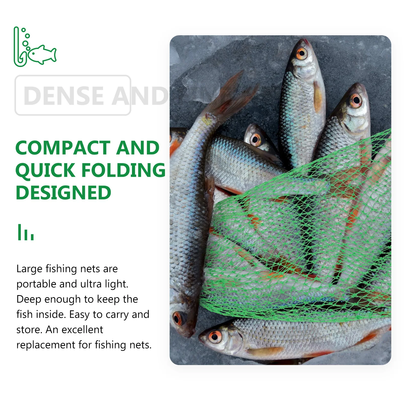 

1Pcs Nylon Line Landing Net Compact Folding Fish Dip Net Catch Release Fish Friendly Fishing Tool for Freshwater Saltwater