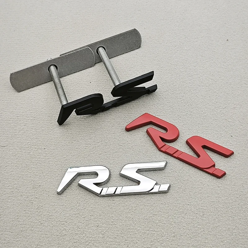3D Metal RS Logo Car Rear Trunk Front Grille Emblem Badge Sticker Decal for Renault Megane Laguna Duster Captur Fluence Espace
