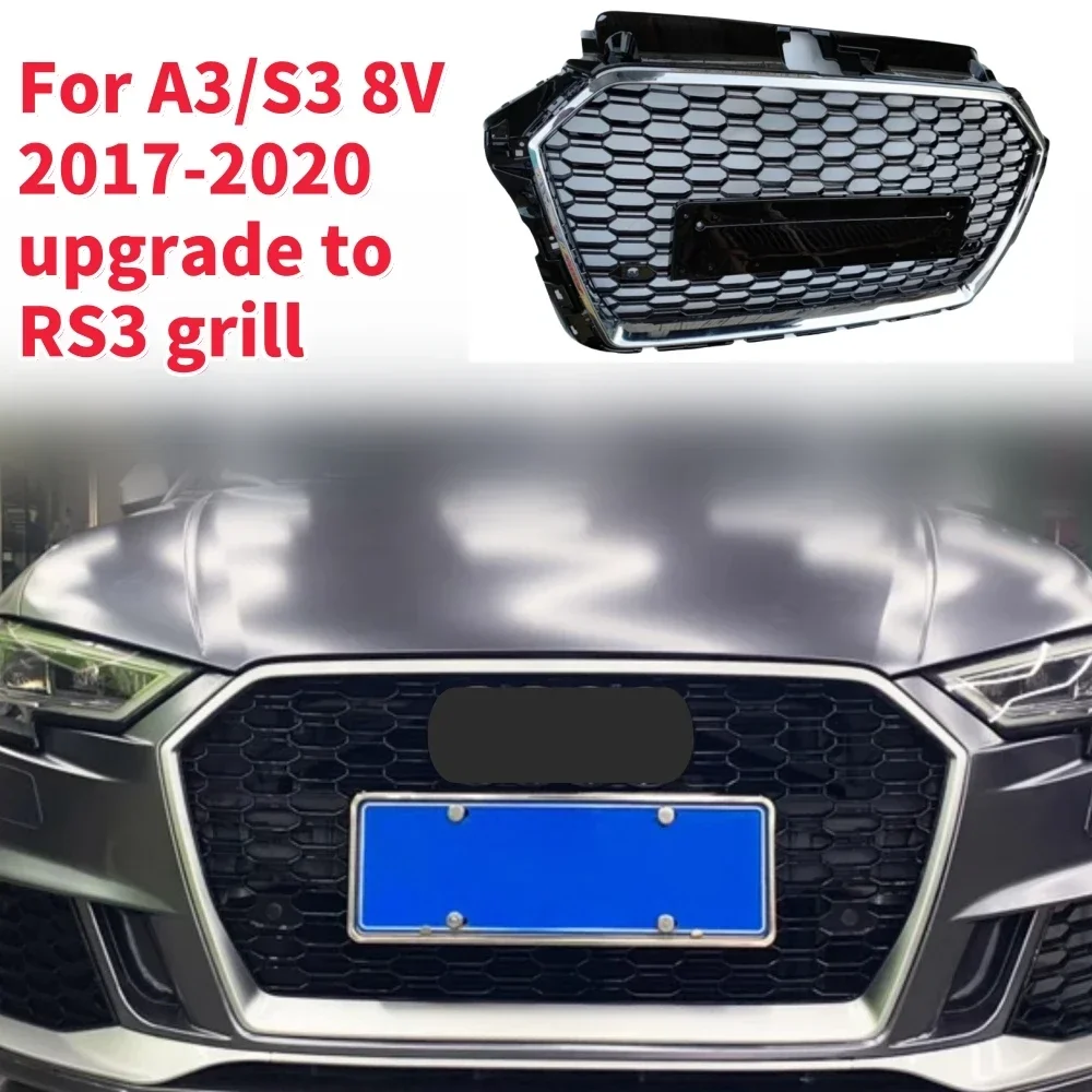 Racing Grills Front Hood Grille Car Front Bumper Grill Center Grille for RS3 Grill for A3/S3 8V 2017-2020