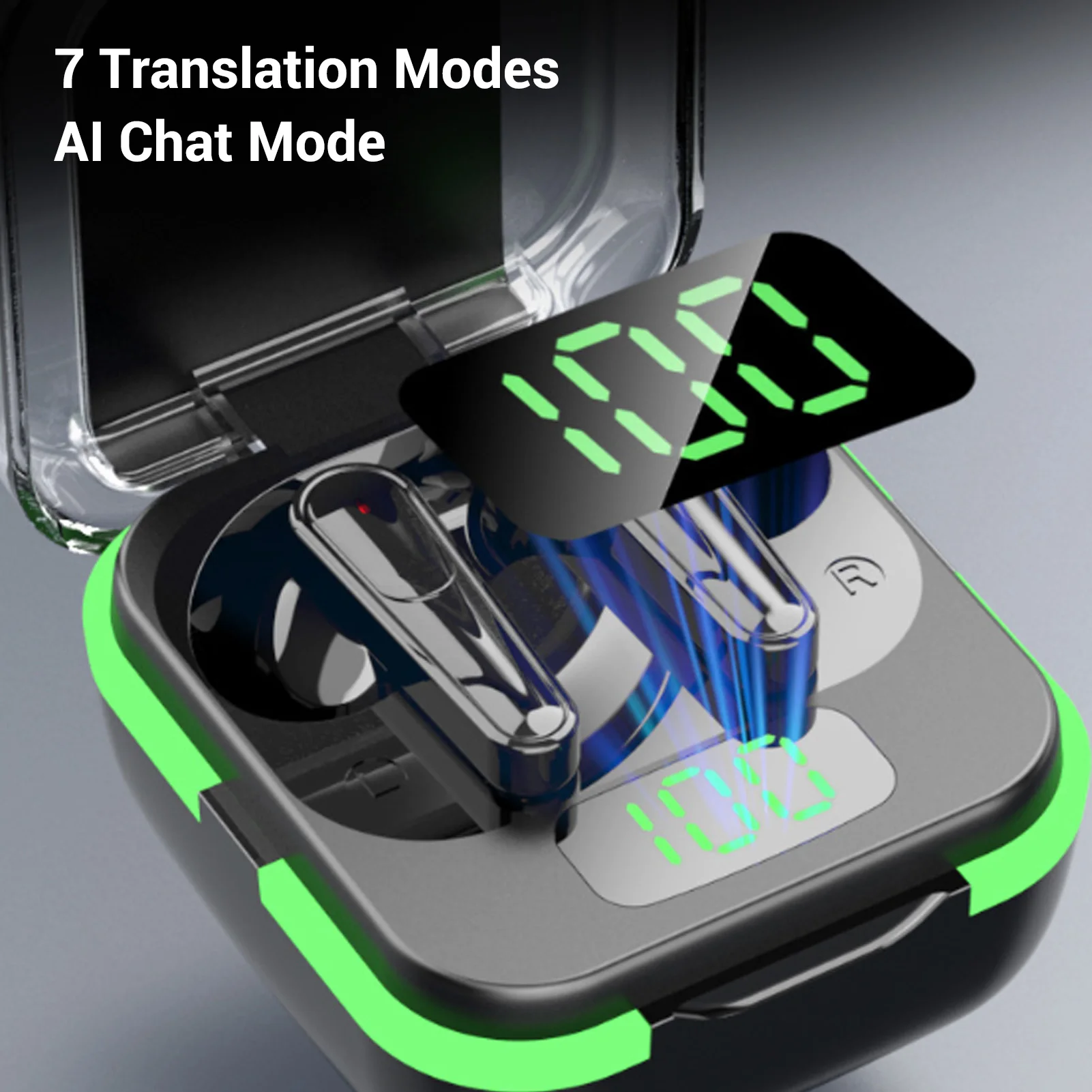 سماعات أذن للترجمة بالذكاء الاصطناعي 164 لغة في الوقت الحقيقي سماعات بلوتوث 5.4 مع تطبيق لتعلم الأعمال والسفر