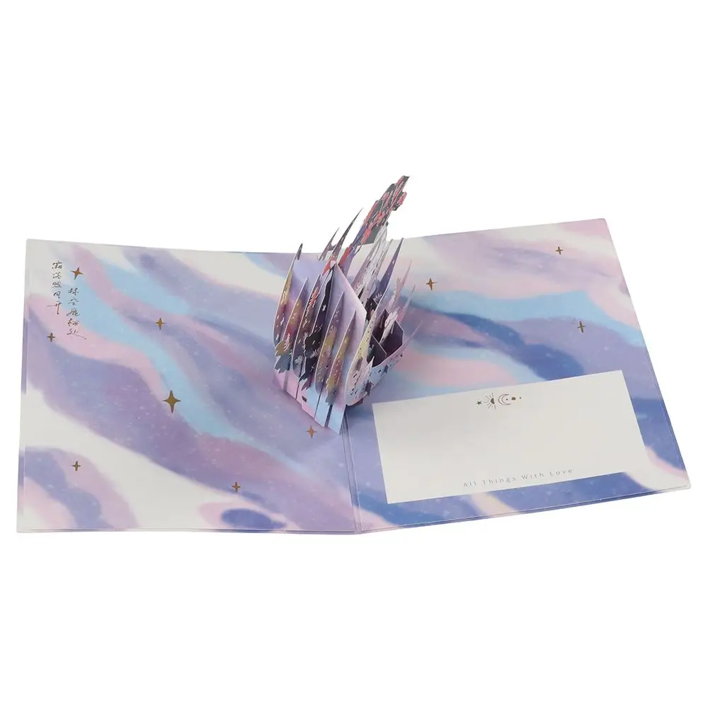 

Unique Purple 3D Greeting Cards Durable High Quality Birthday Card Lightweight Innovative Thank You Cards Envelope Nice Gift