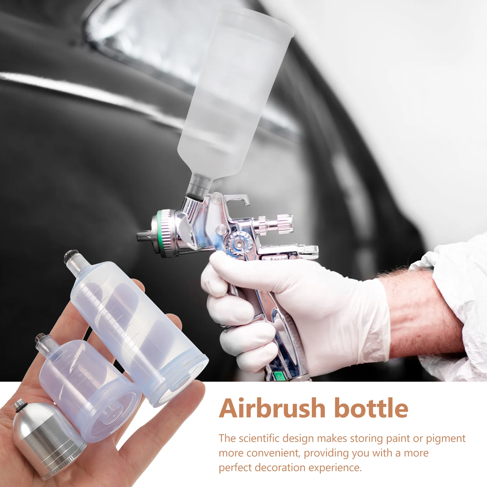 3 Pcs Airbrush Replacement Pot Refillable Paint Bottle Cup Dispenser Water Dispensing Bottles Portion Liquid Pigment