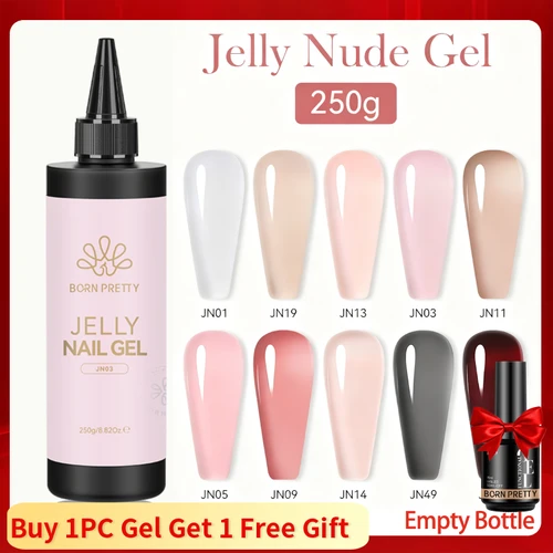 Imagen 1 del producto BORN PRETT 250g esmalte de uñas de gelatina transparente blanco lechoso rosa desnudo manicura capa superior esmalte semipermanente Soak Off UV LED