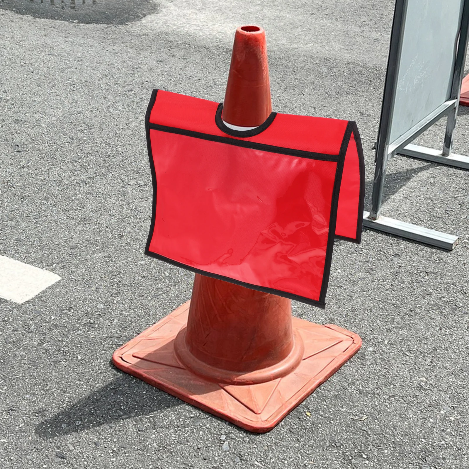 2Pcs Traffic Traffic Cone Sleeves With Pocket Warning Sign Covers PVC PE Material Pocket Outdoor Caution Cone
