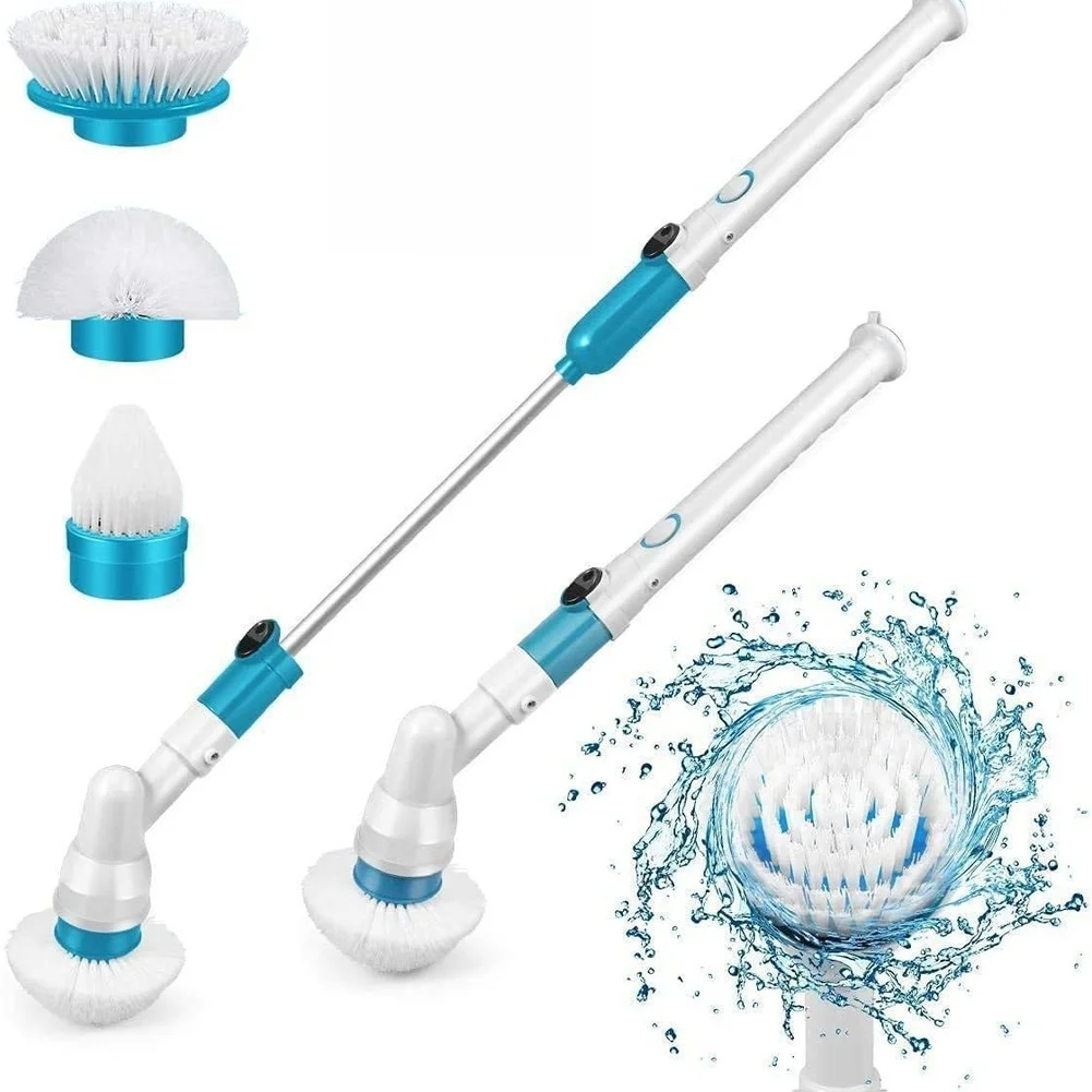 Electric Cordless Rotating Brush Waterproof IPX7 Rated with 3 Multi Purpose Brush Heads for Bathroom Kitchen Floor Cleaning