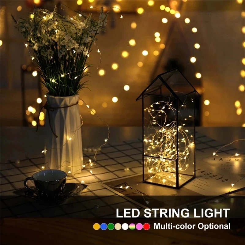 

Silver Wire Fairy Garland Lamp 2M 20 leds LED String Lights Christmas Wedding Home Party Decoration Powered By CR2032 Battery
