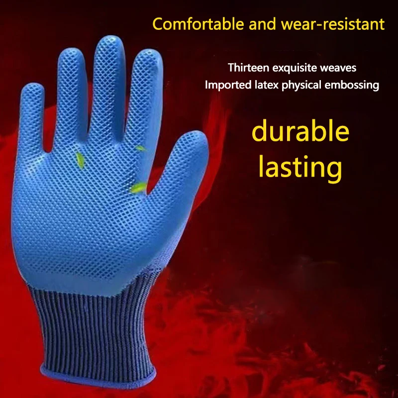 1Pair Pressive Latex Labor Glove Gloves Abrasion-resistant Plastic Gloves Thickened Glove Gloves With Glue Working Gloves