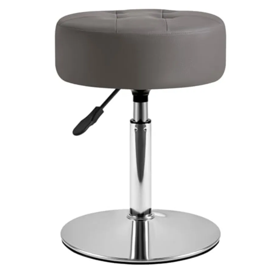 

Height Adjustable 360°Swivel Vanity Stool Tufted Round Vanity Chair for Makeup Room Faux Leather Vanity Stool for Bathroom Livi