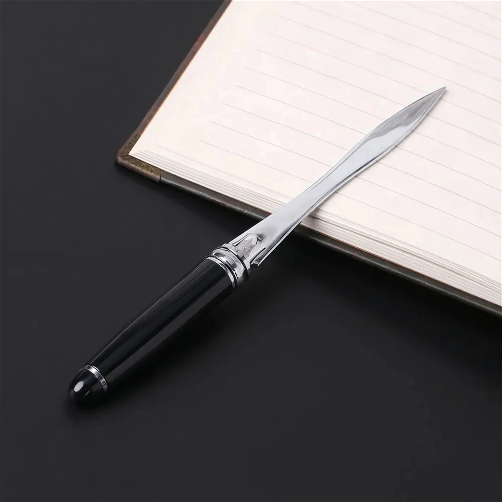 Metal Letter Opener Knife Black Smooth Durable Envelope Cutter for Office Home and Daily Mail Handling Tasks
