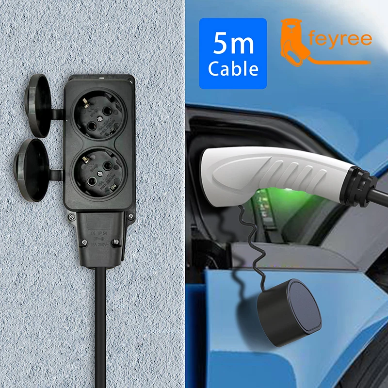 Electric Car Side Discharge Plug EV Type2 16A Charger Cable with EU Socket Outdoor Power Supply Station( need car supports V2L)