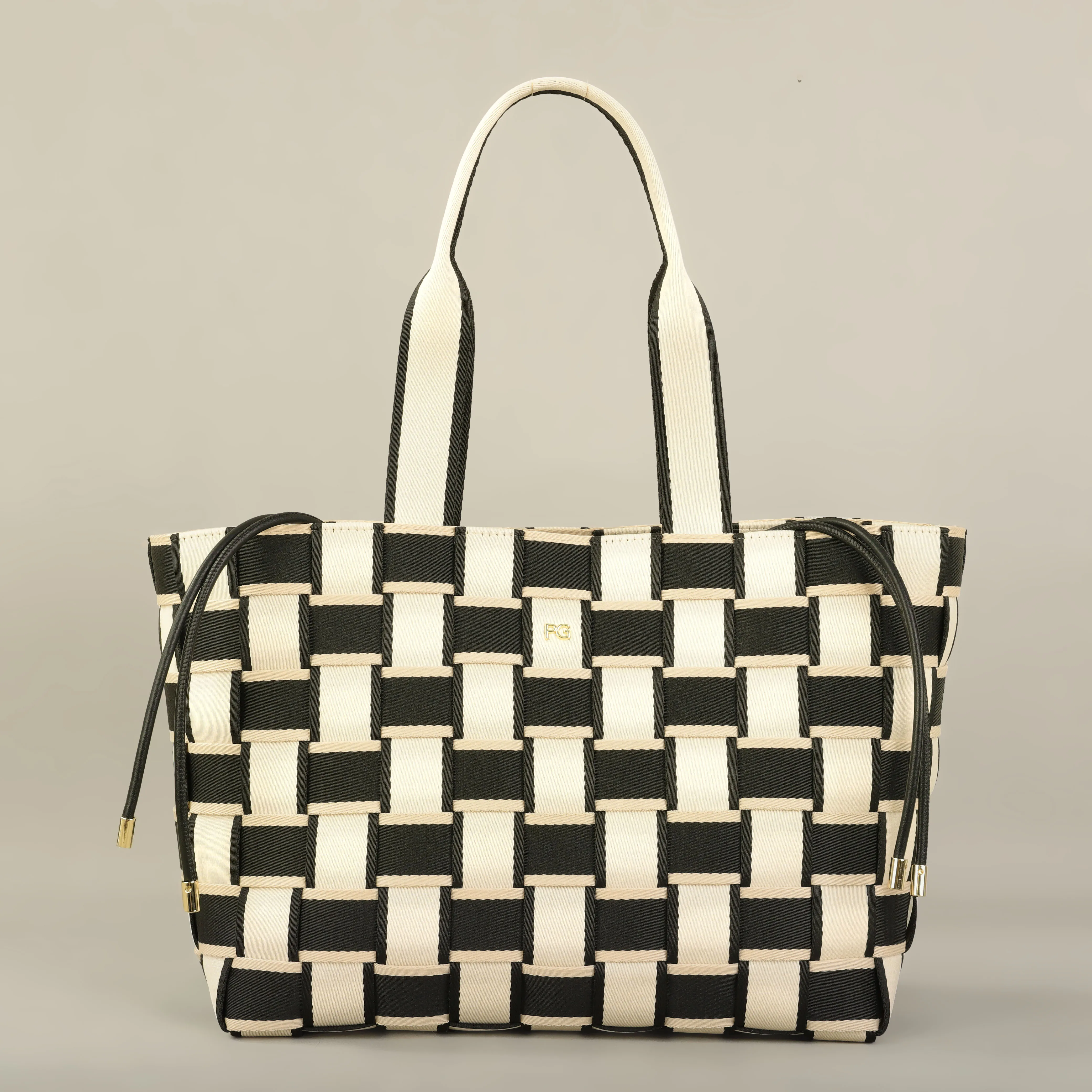 

PG Women's Handbag 2025 New Charney Fabric Hand-Woven Stitching Fashion Design Large-Capacity Handbag Beach Vacation